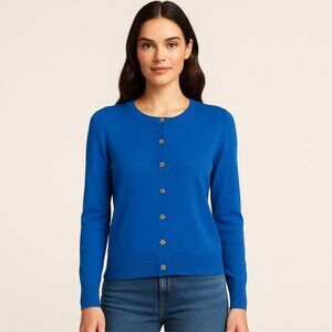 Tommy Hilfiger Women’s Med Cobalt Blue Button-Front Cardigan Soft Knit Preppy